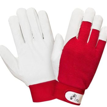 Кожаные комбинированные перчатки на велкро "TZ-42"